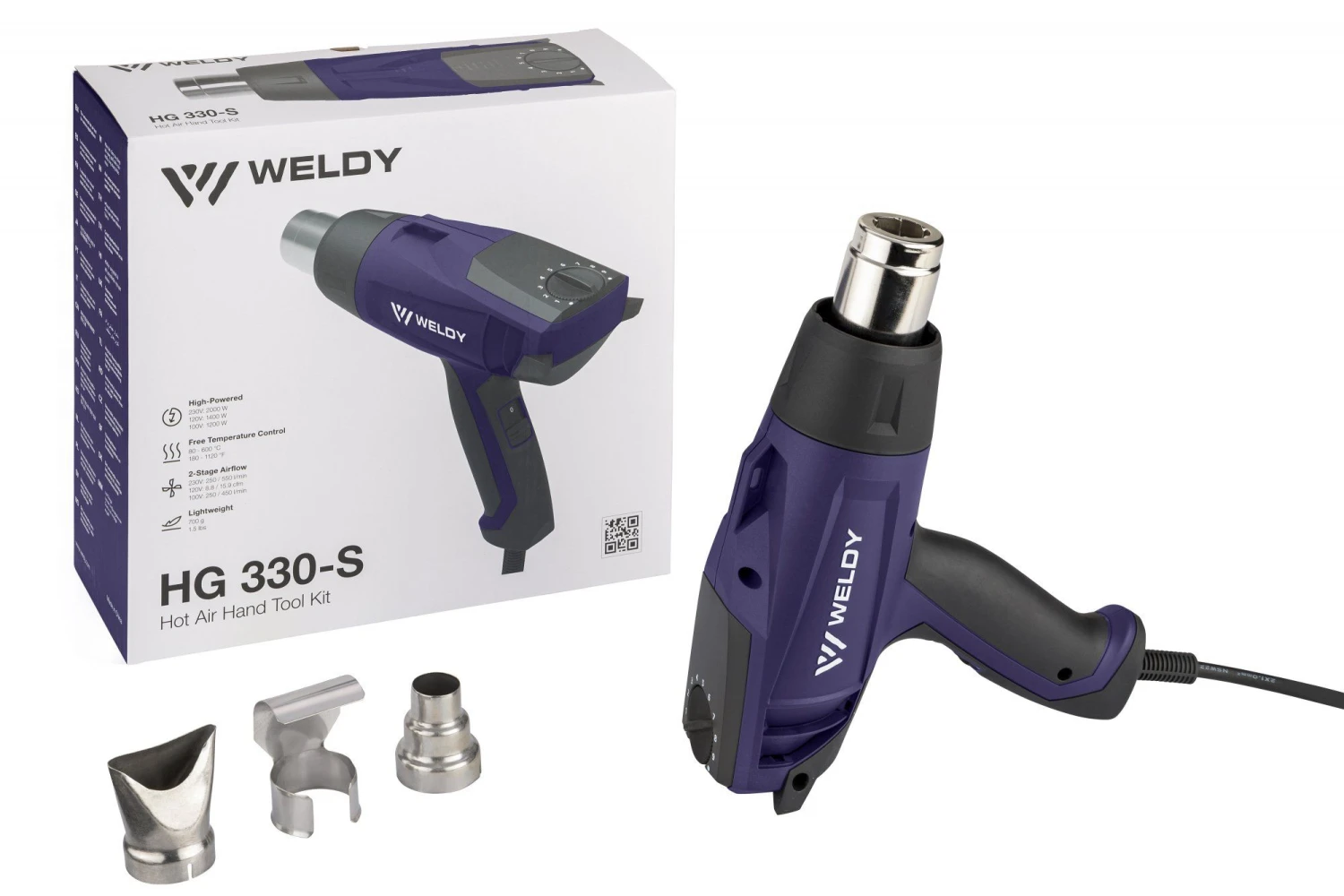Weldy HG 330-S Heteluchtpistool Incl. 3 Mondstukken - 2000W 3 Weldy HG 330-S Heteluchtpistool Incl. 3 Mondstukken - 2000W
