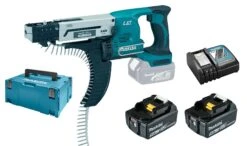 Makita DFR550RTJ 18V Li-Ion Accu Schroefautomaat / Bandschroefmachine Set (2x 5.0Ah Accu) In Mbox - 25-55mm