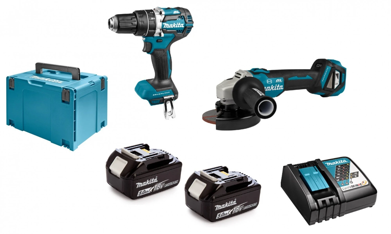 Makita DLX2272TJ 18V Li-Ion Accu Klopboor-/schroefmachine (DHP484Z) & Haakse Slijper (DGA513) Combiset (2x 5.0Ah Accu) In Mbox 3 Makita DLX2272TJ 18V Li-Ion Accu Klopboor-/schroefmachine (DHP484Z) & Haakse Slijper (DGA513) Combiset (2x 5.0Ah Accu) In Mbox